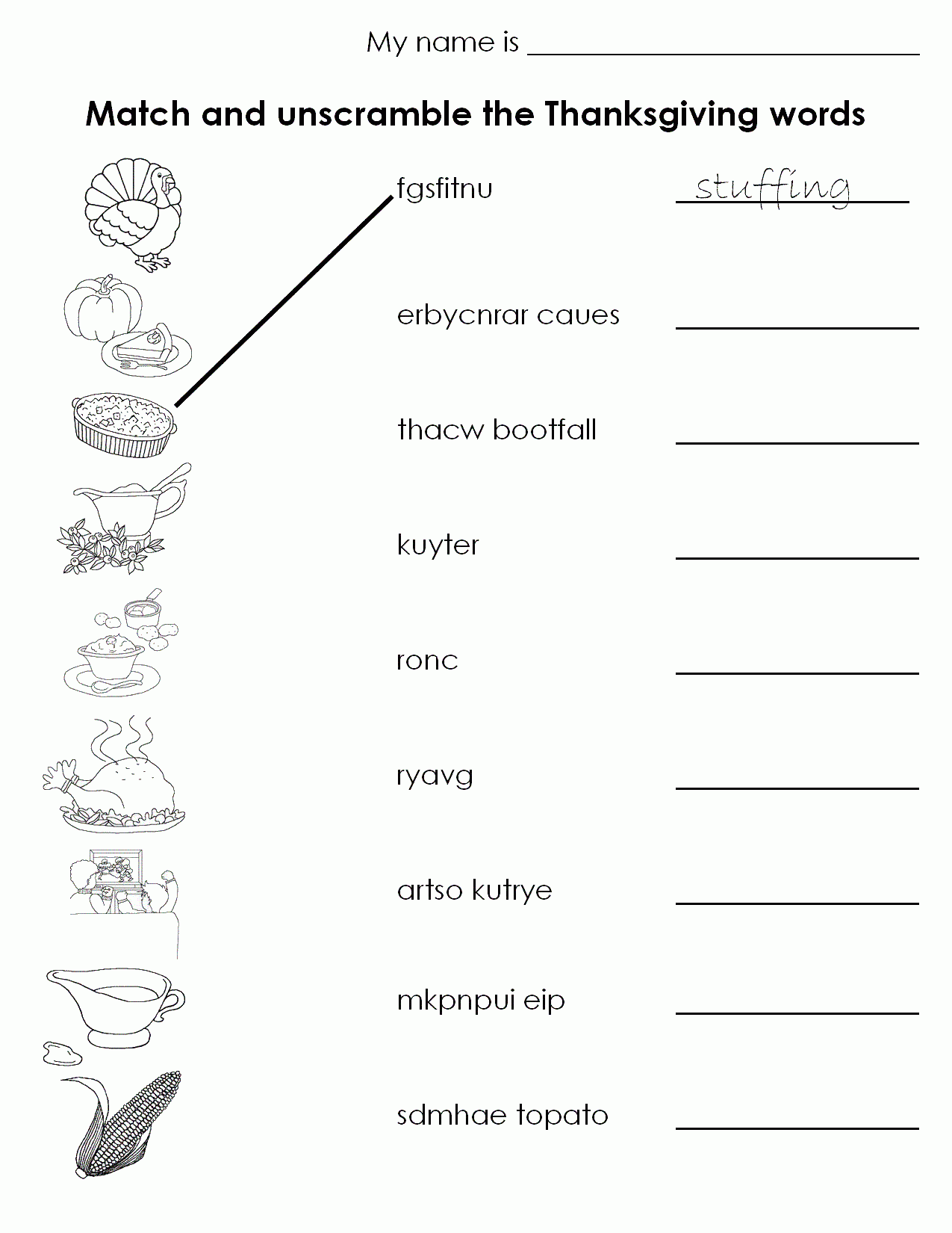 thanksgiving worksheets printable