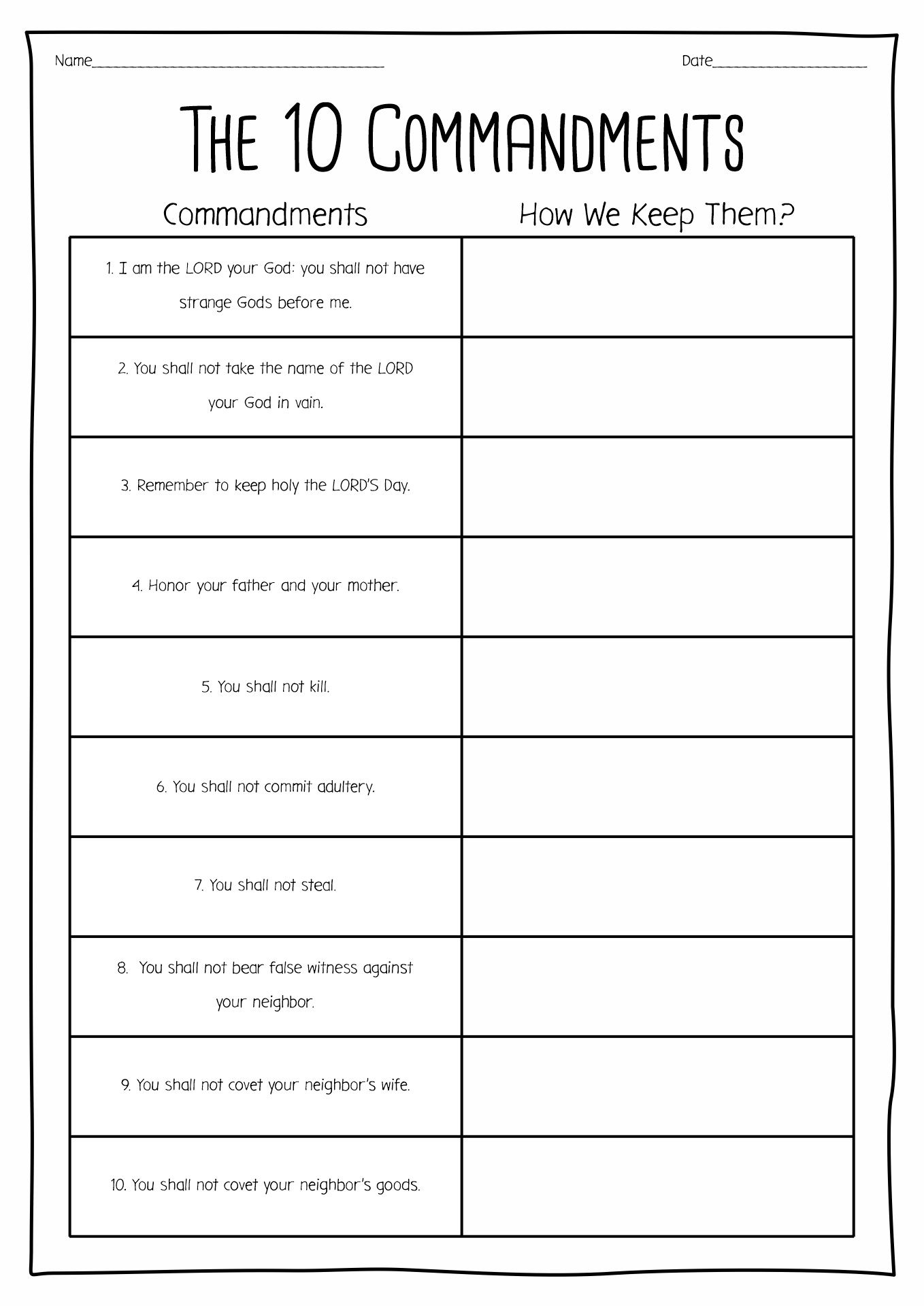 15 Free Printable 10 Commandments Worksheets 15 Free Printable 10 Commandments Worksheets