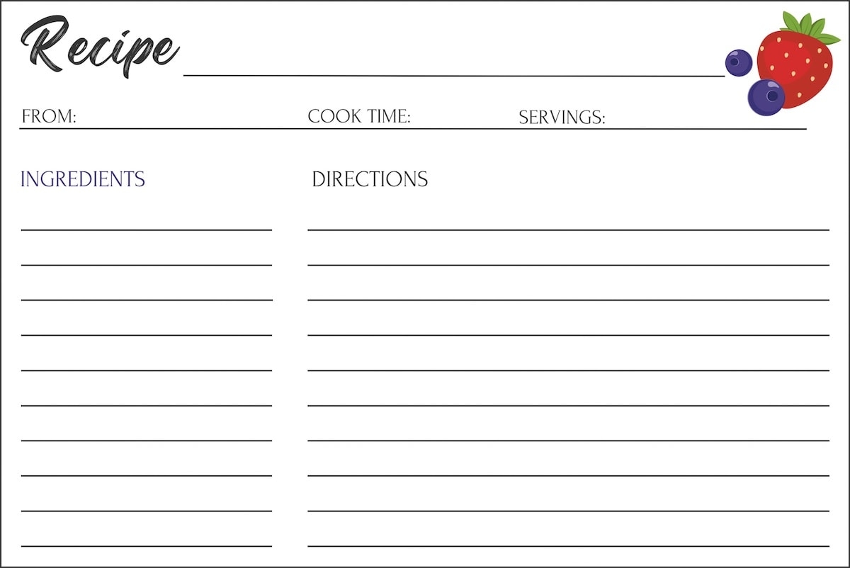 printable recipe card template