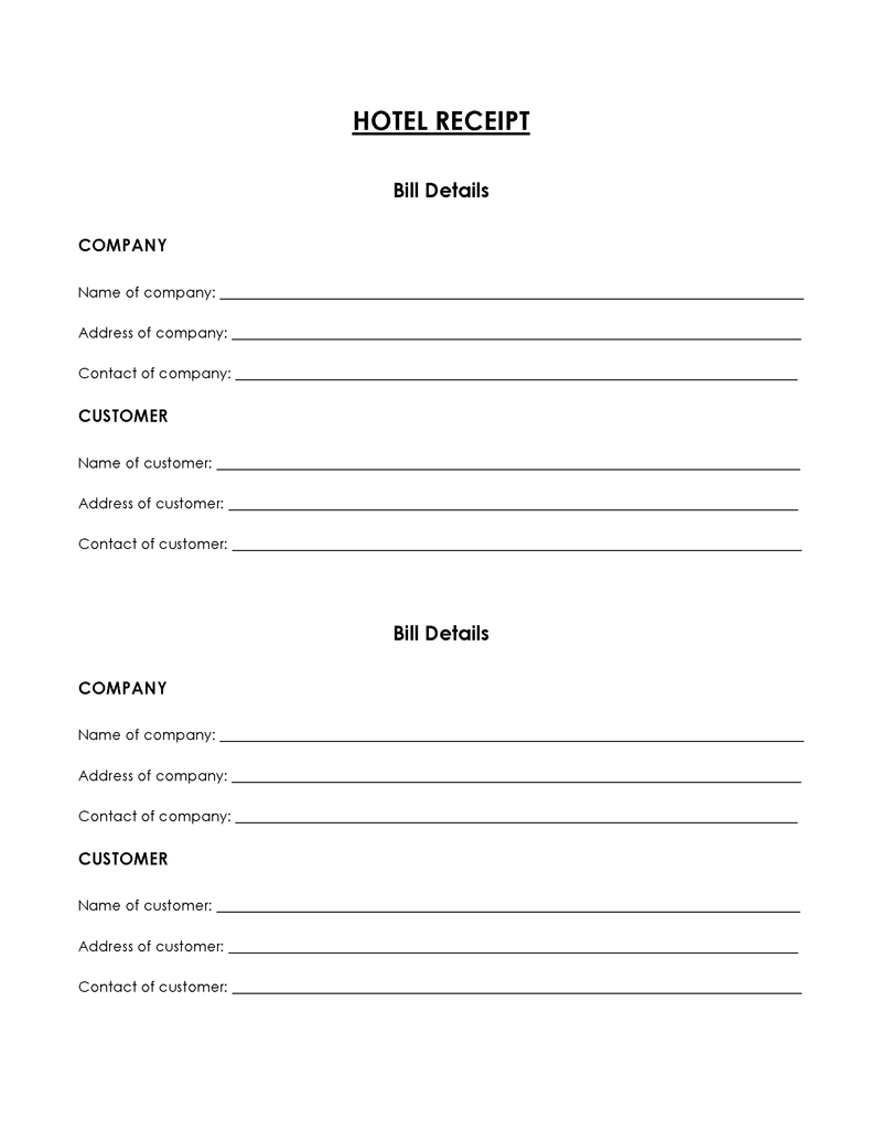 16 Free Hotel Receipt Templates Word Excel 