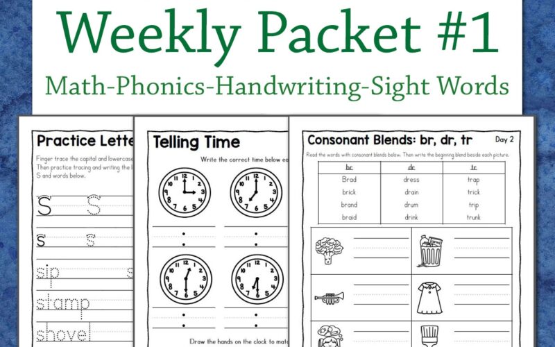 1st Grade Weekly Worksheet Packet 1 Mamas Learning Corner