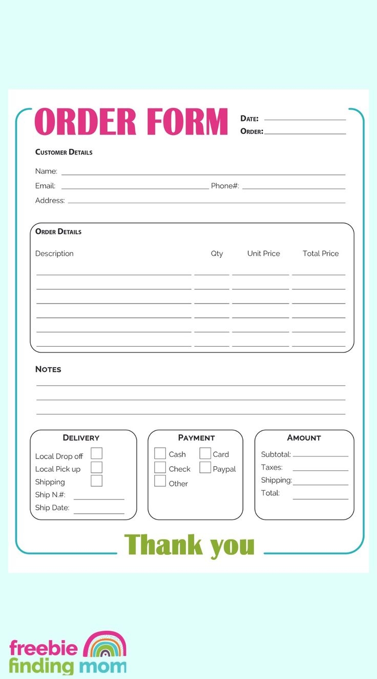 2 Printable Order Form Templates 2 Printable Order Form Templates