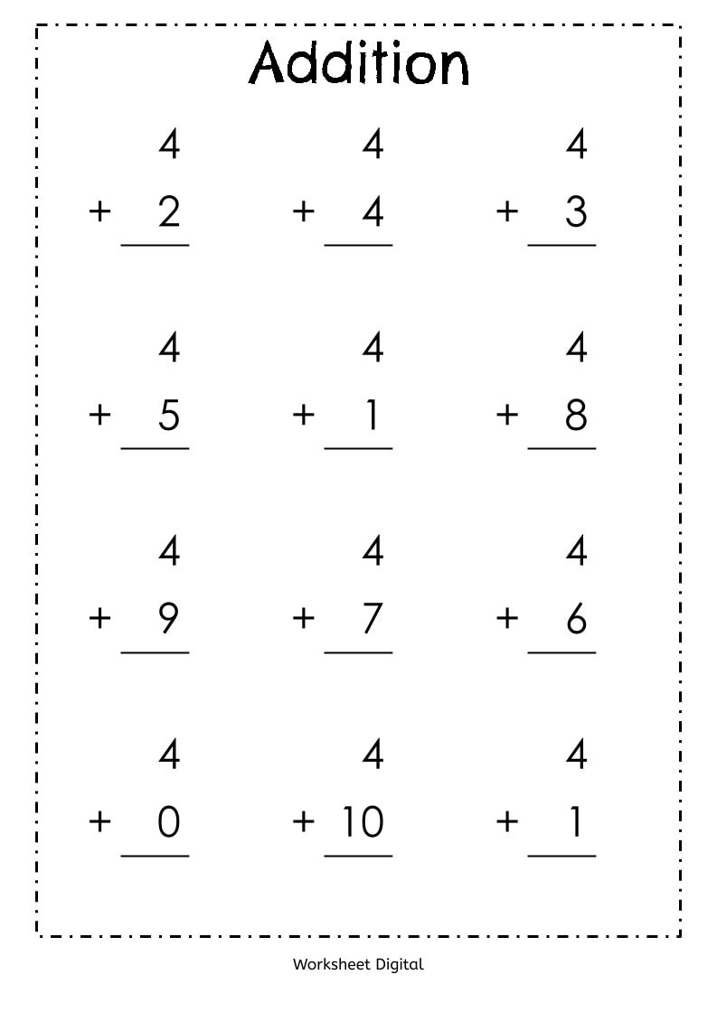 20 Printable Addition Worksheets Numbers 1 10 For Preschool Kindergarten 1st Grade Homeschool Math Etsy