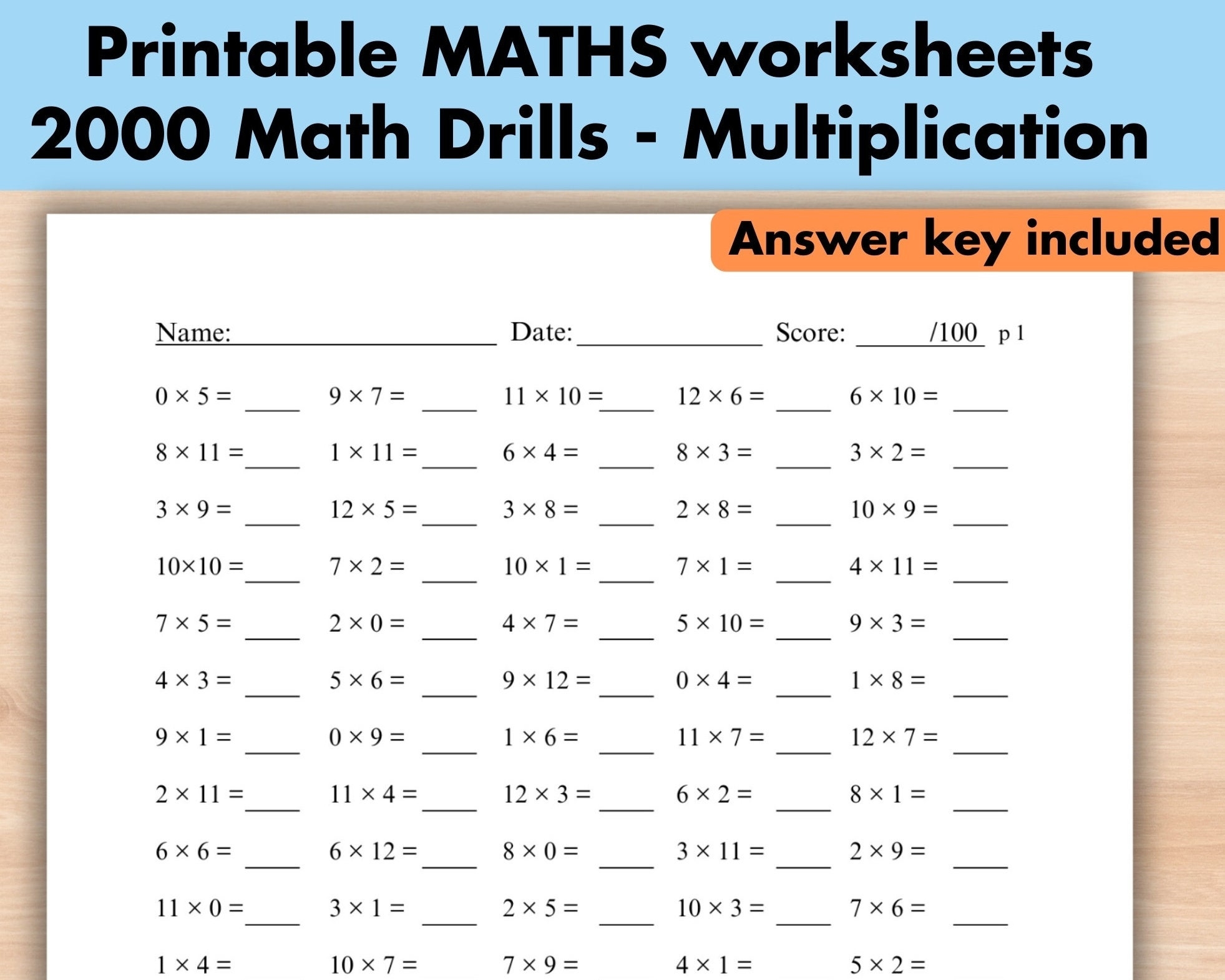 multiplication sheet printable multiplication sheet printable