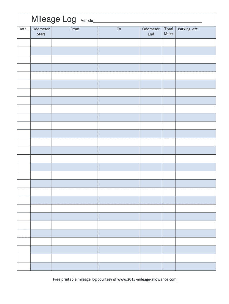 printable mileage log template for self employed