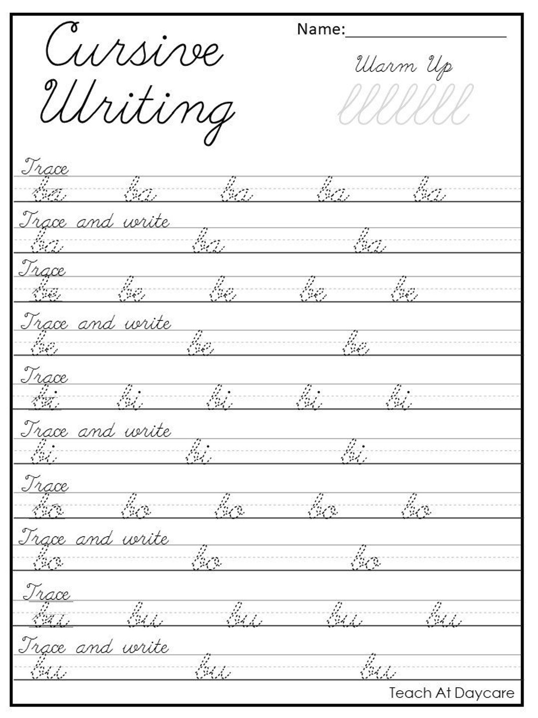 printable cursive writing practice sheets