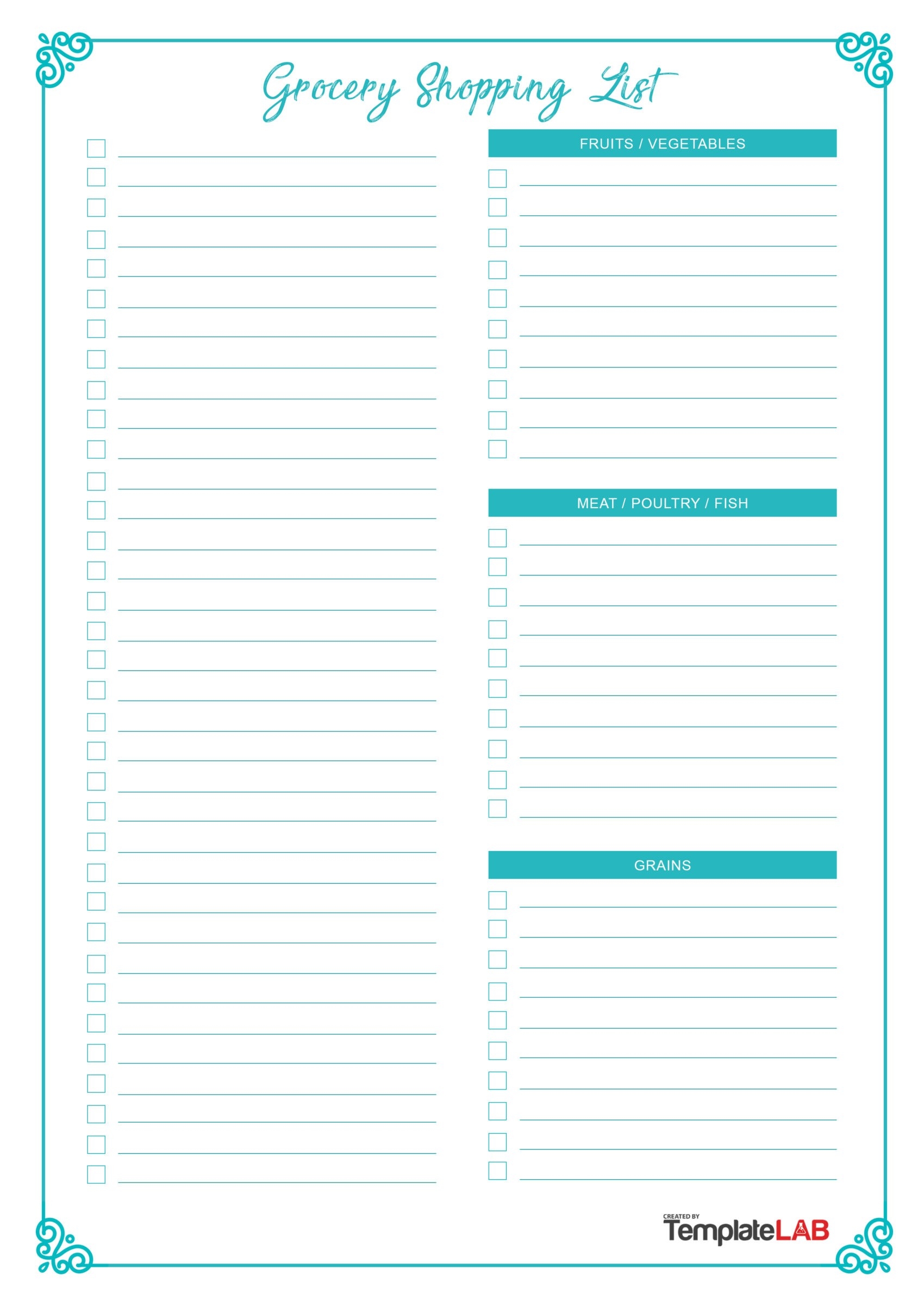 24 Printable Grocery List Templates Shopping Lists 24 Printable Grocery List Templates Shopping Lists