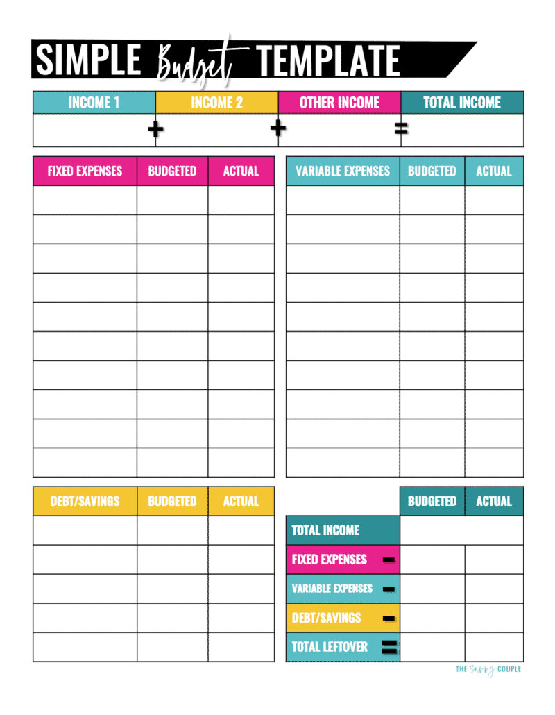 free budget worksheet printable