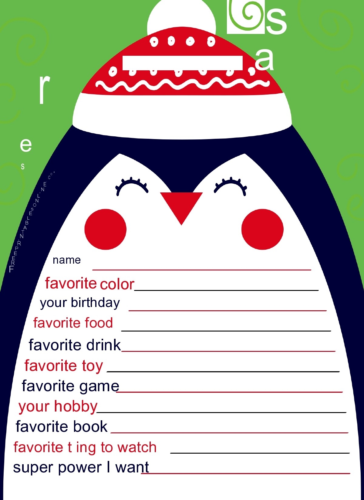 free printable secret santa template