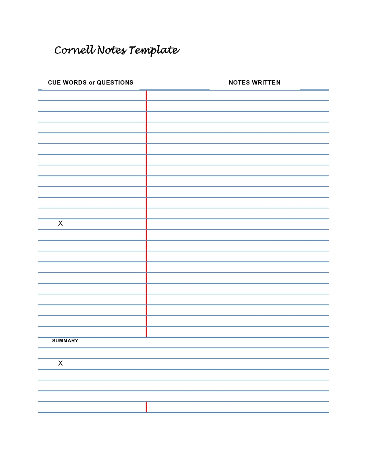 cornell notes template printable