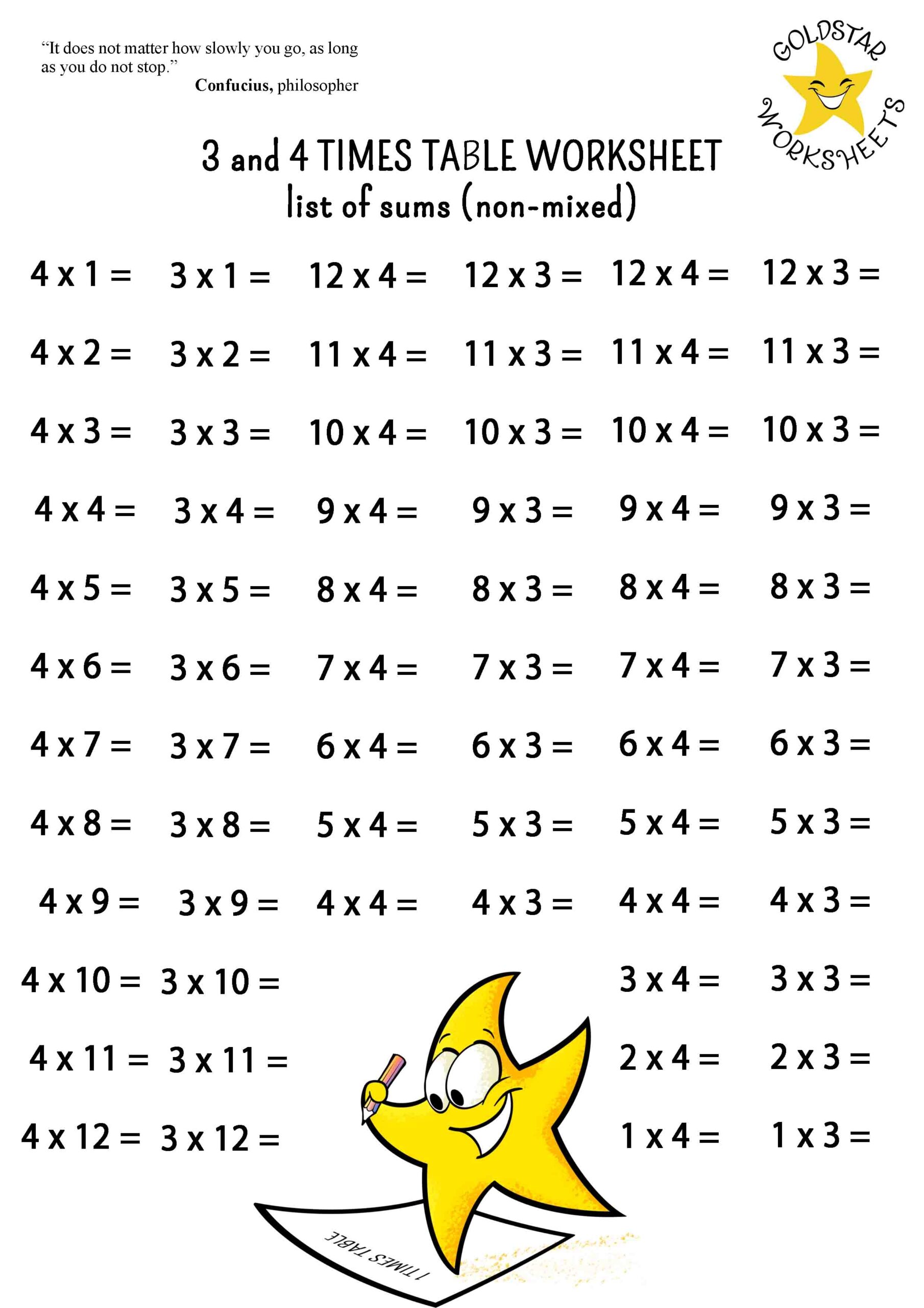 multiplication table worksheets printable