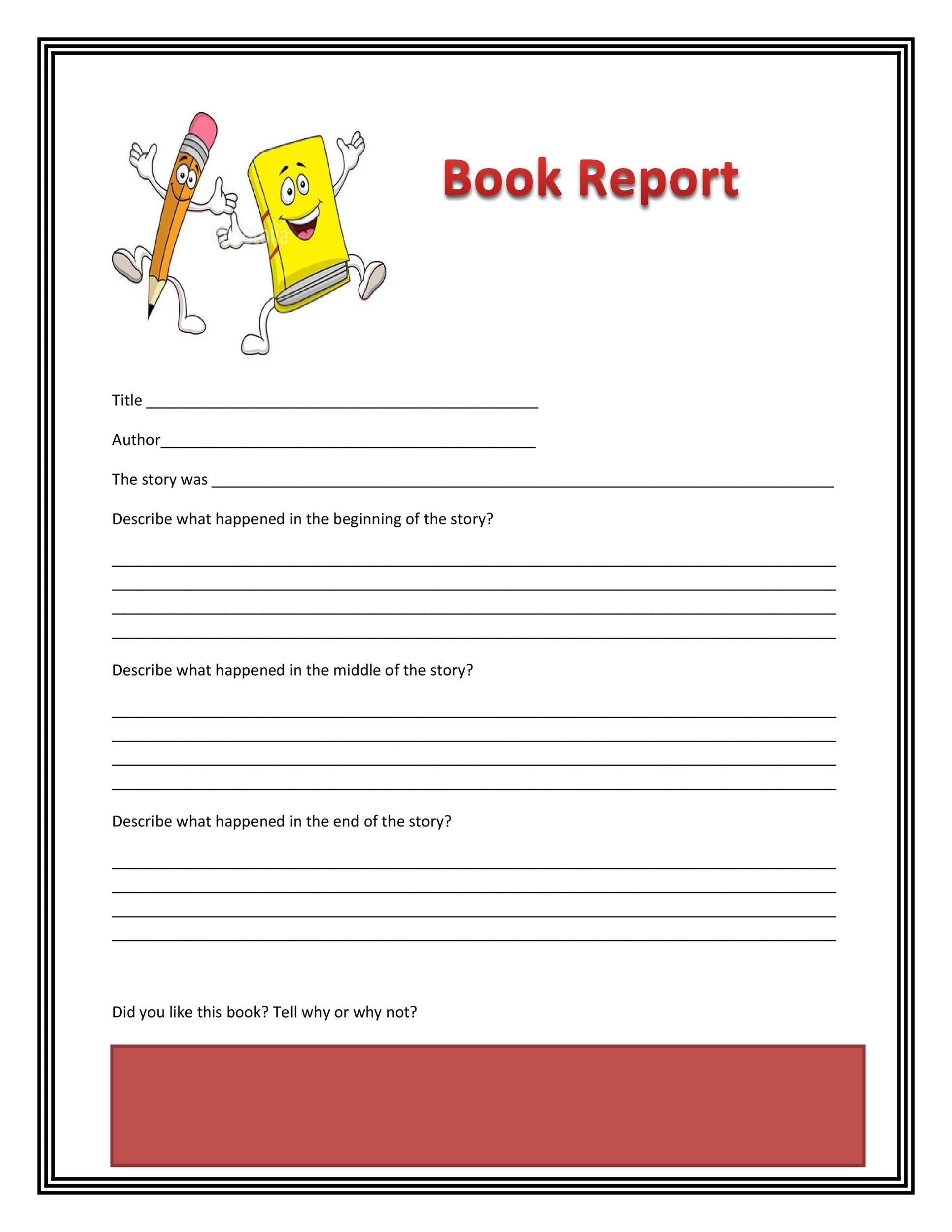 printable book report template