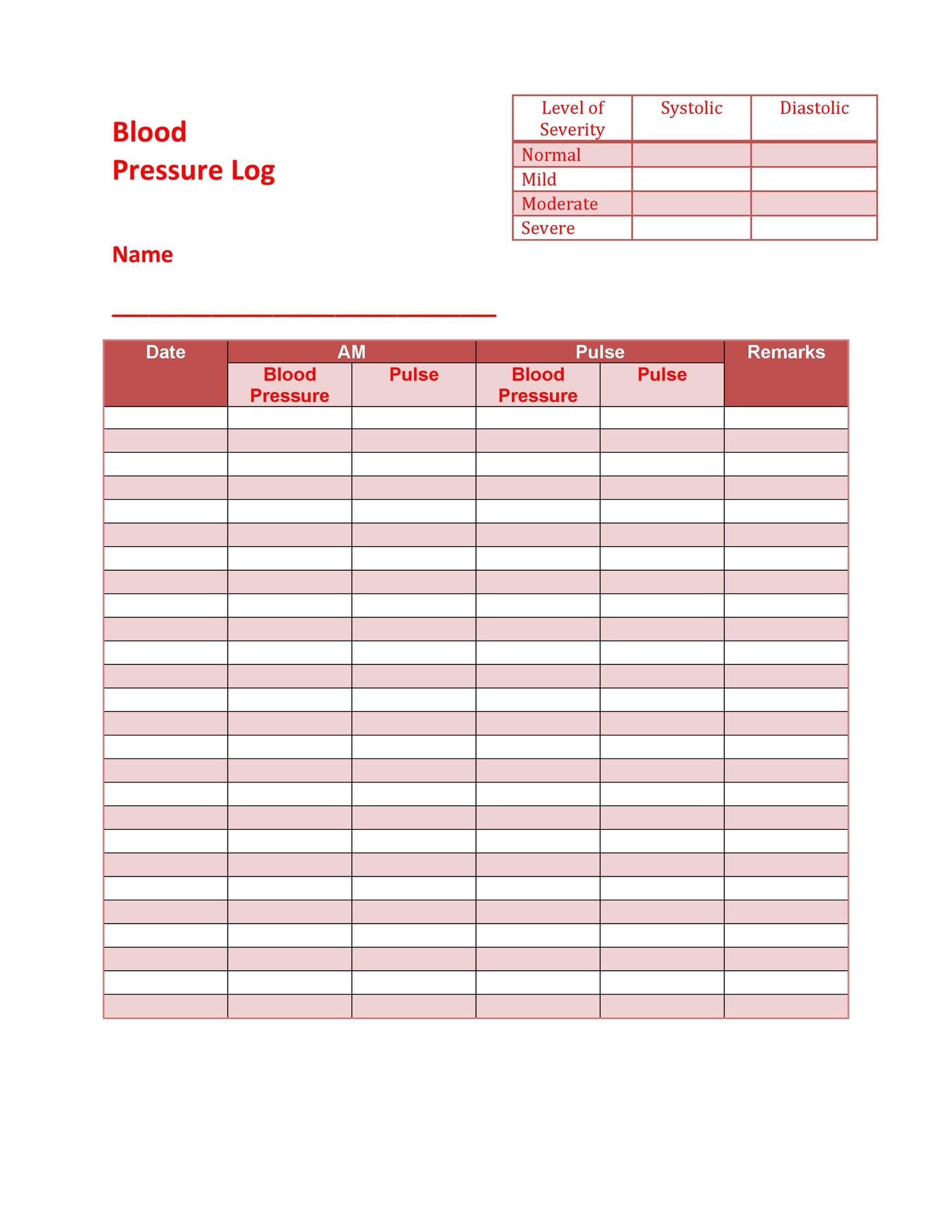 30 Printable Blood Pressure Log Templates TemplateLab 30 Printable Blood Pressure Log Templates TemplateLab