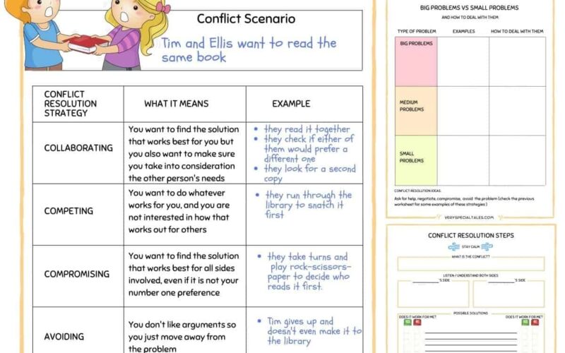 31 Fun Conflict Resolution Activities For Kids Printable PDF Worksheets Games And Activities Very Special Tales