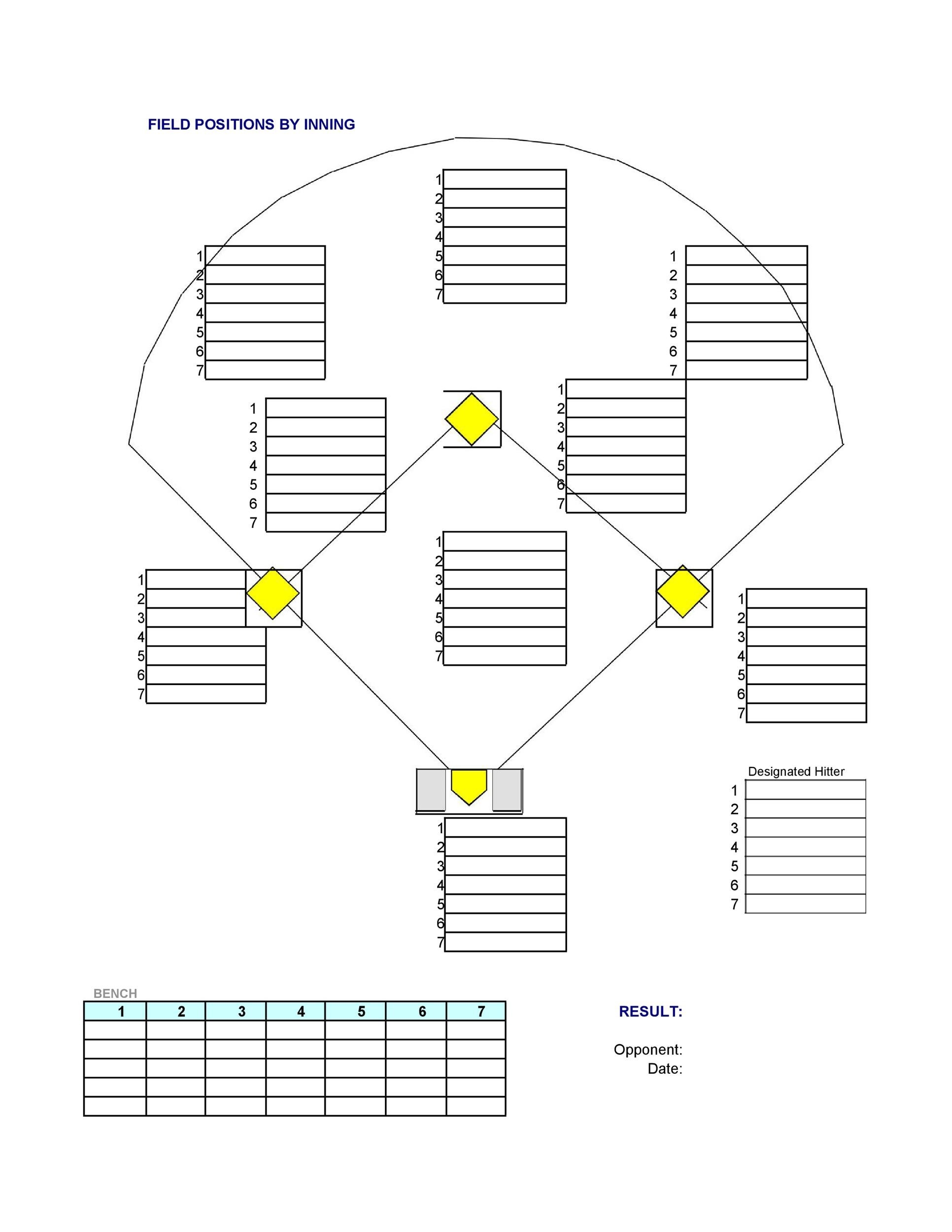 printable softball field position template