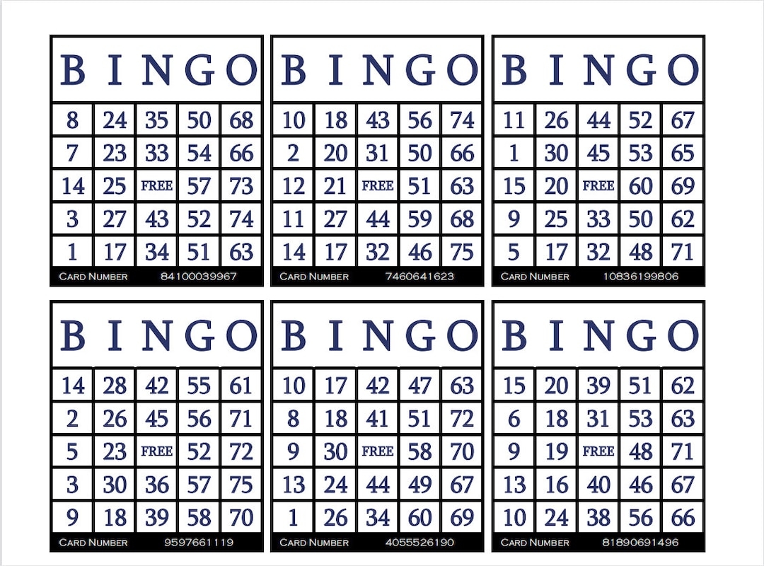 3600 Printable Bingo Cards 6 Per Page Large Activities For Seniors Kids Holidays Parties Games For Adults Zoom Bingo Cards 1 75 Ball Etsy
