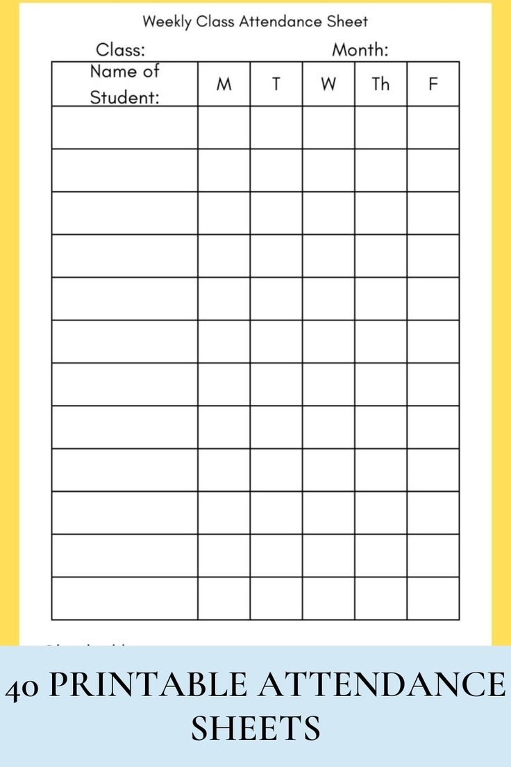 attendance sheet printable