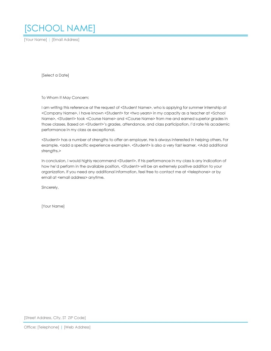 43 FREE Letter Of Recommendation Templates Samples