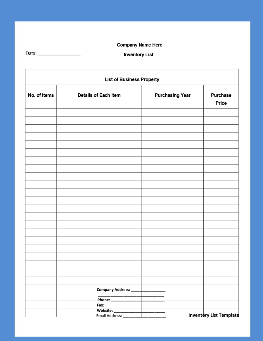 45 Printable Inventory List Templates Home Office Moving 45 Printable Inventory List Templates Home Office Moving