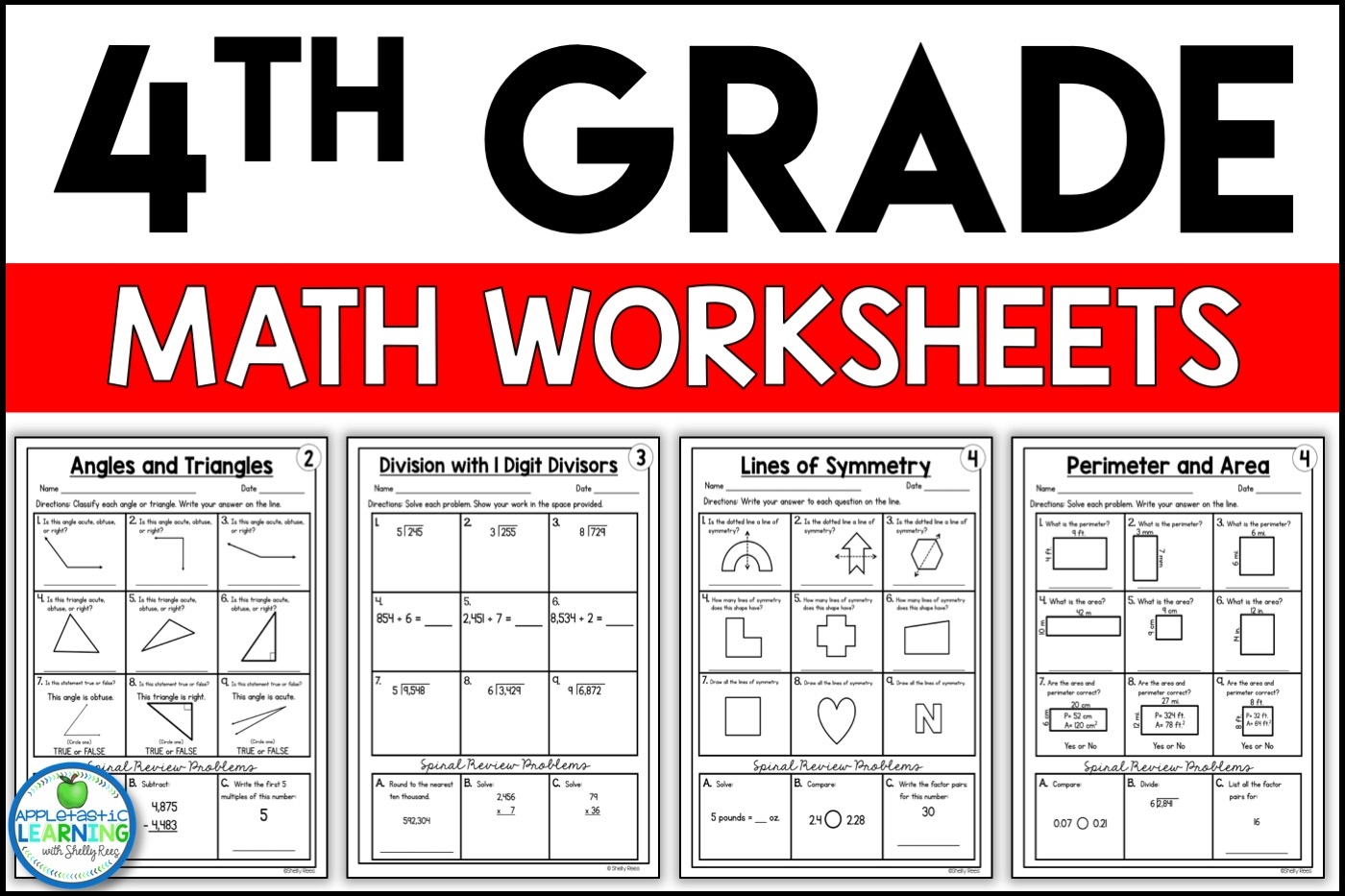 4th Grade Common Core Math Worksheets PRINTABLE Appletastic Learning