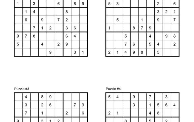 72 Free Printable Sudoku Puzzles SaturdayGift