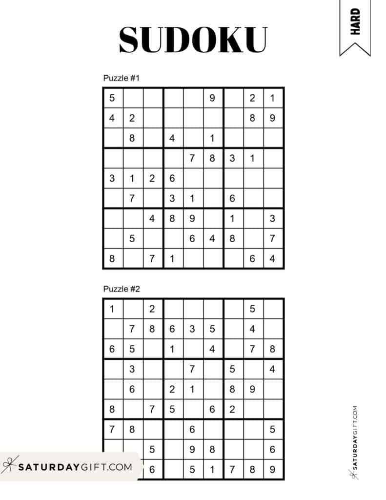 72 Free Printable Sudoku Puzzles SaturdayGift