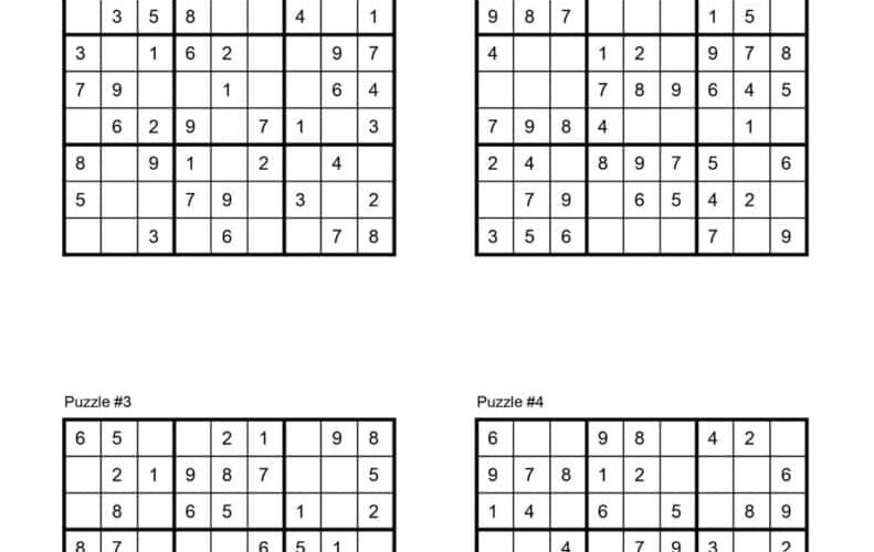 72 Free Printable Sudoku Puzzles SaturdayGift