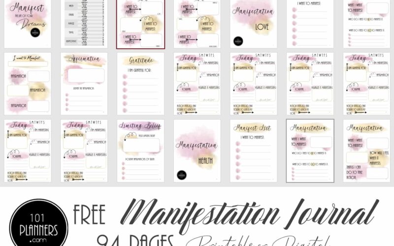 8 FREE Manifestation Journal PDF Templates Instant Download