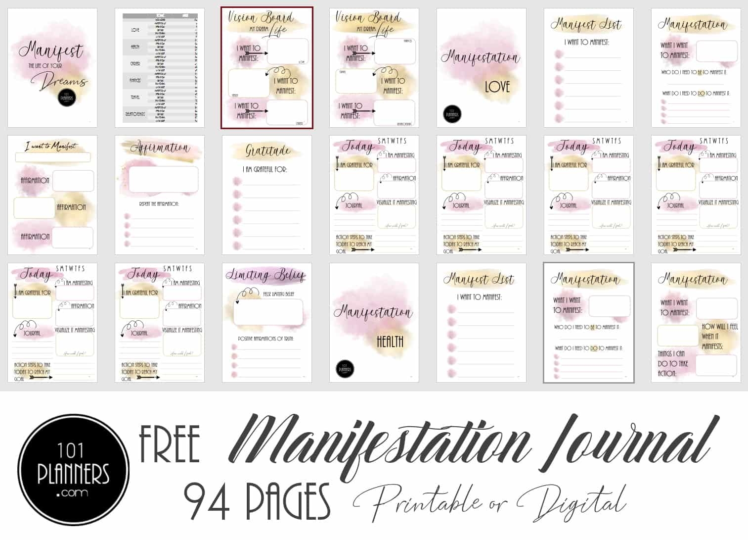 8 FREE Manifestation Journal PDF Templates Instant Download