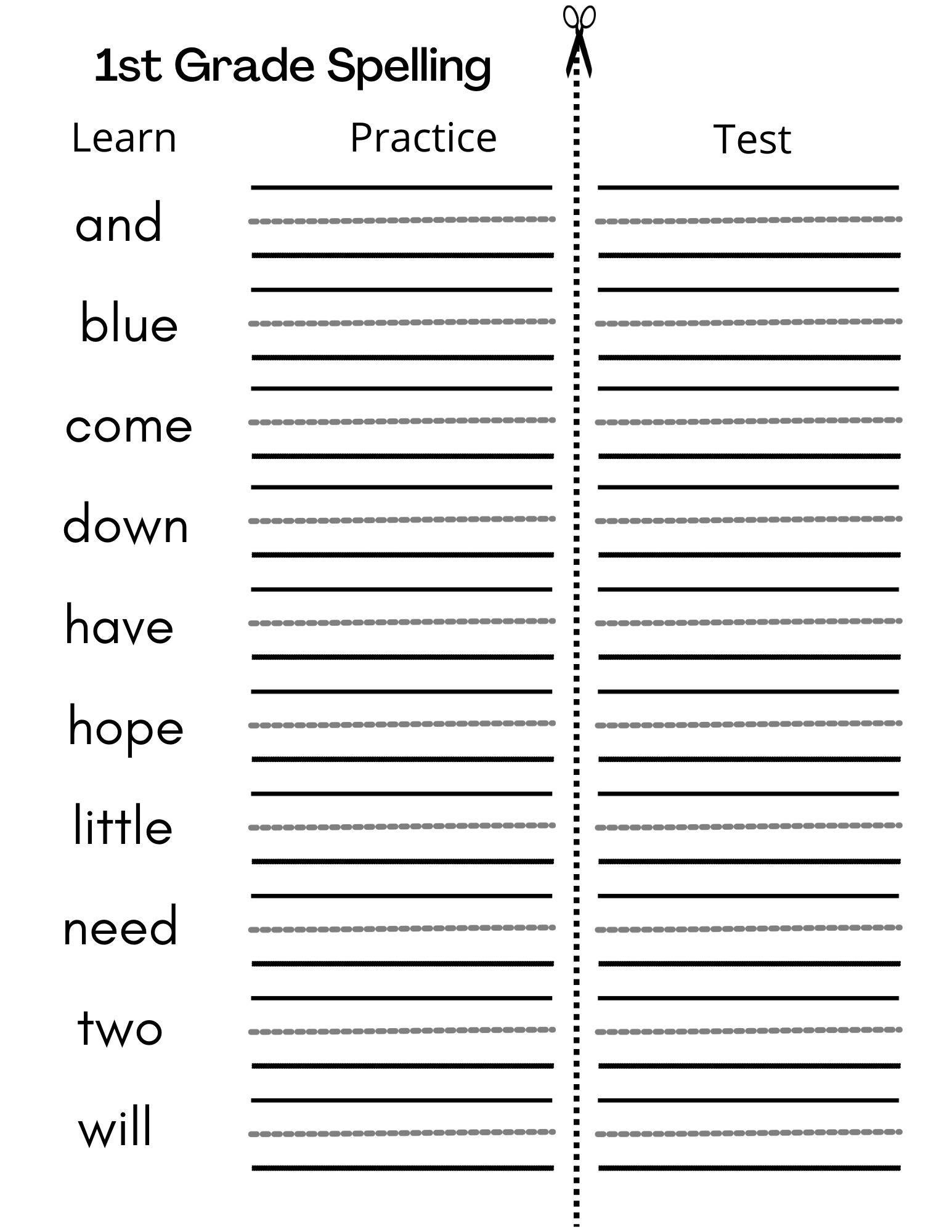 8 Printable First Grade Spelling Writing Worksheets Etsy