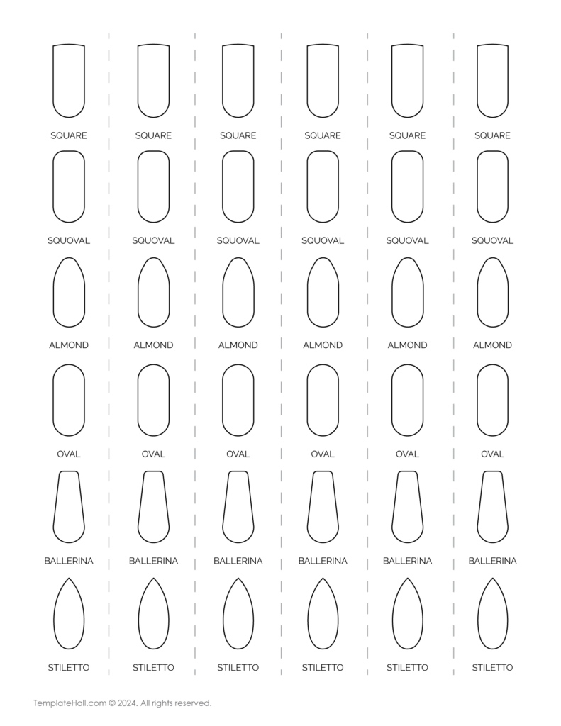 9 Printable Nail Shape Templates Free PDF Download 