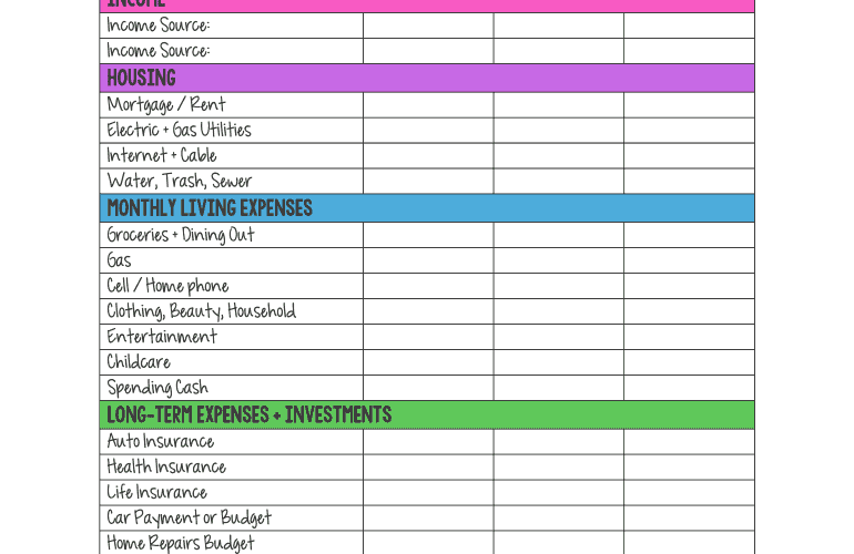 A Moms Take Budget Worksheet Form Fill Online Printable Fillable Blank PdfFiller