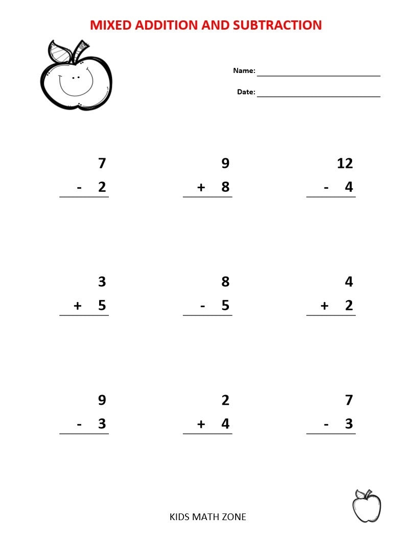 adding and subtracting printable worksheets