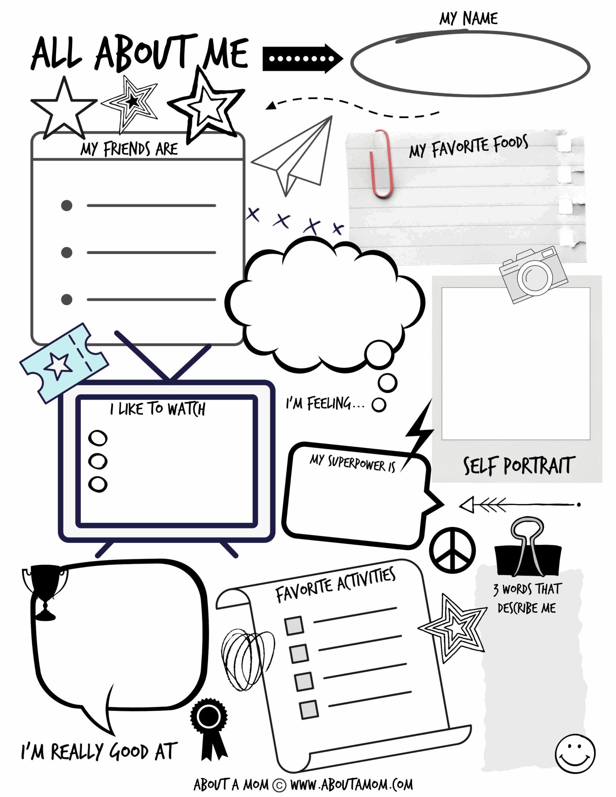 All About Me Printable Activity Page For Kids About A Mom All About Me Printable Activity Page For Kids About A Mom