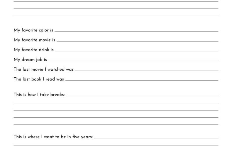 All About Me Printable Worksheets 50 FREE Printables Printabulls