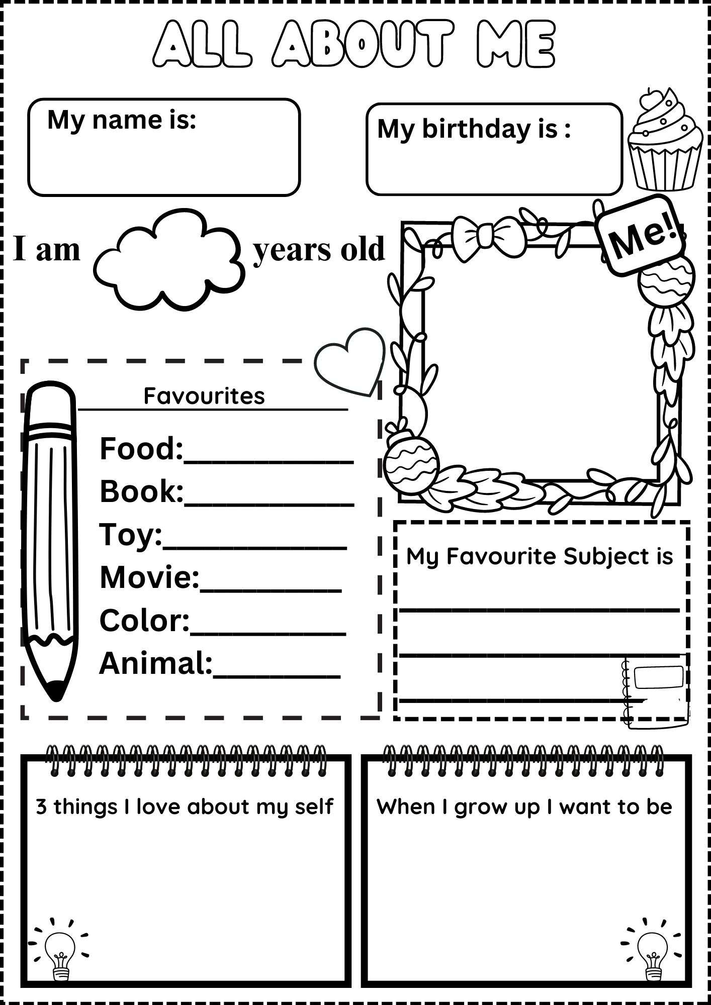 free printable all about me worksheet for adults