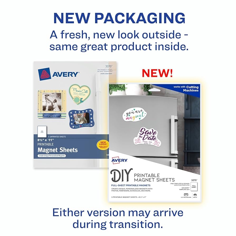 Amazon Avery Printable Magnet Sheets 8 5 X 11 Inkjet Printer 5 White Magnetic Sheets 3270 Inkjet Printer Paper Office Products