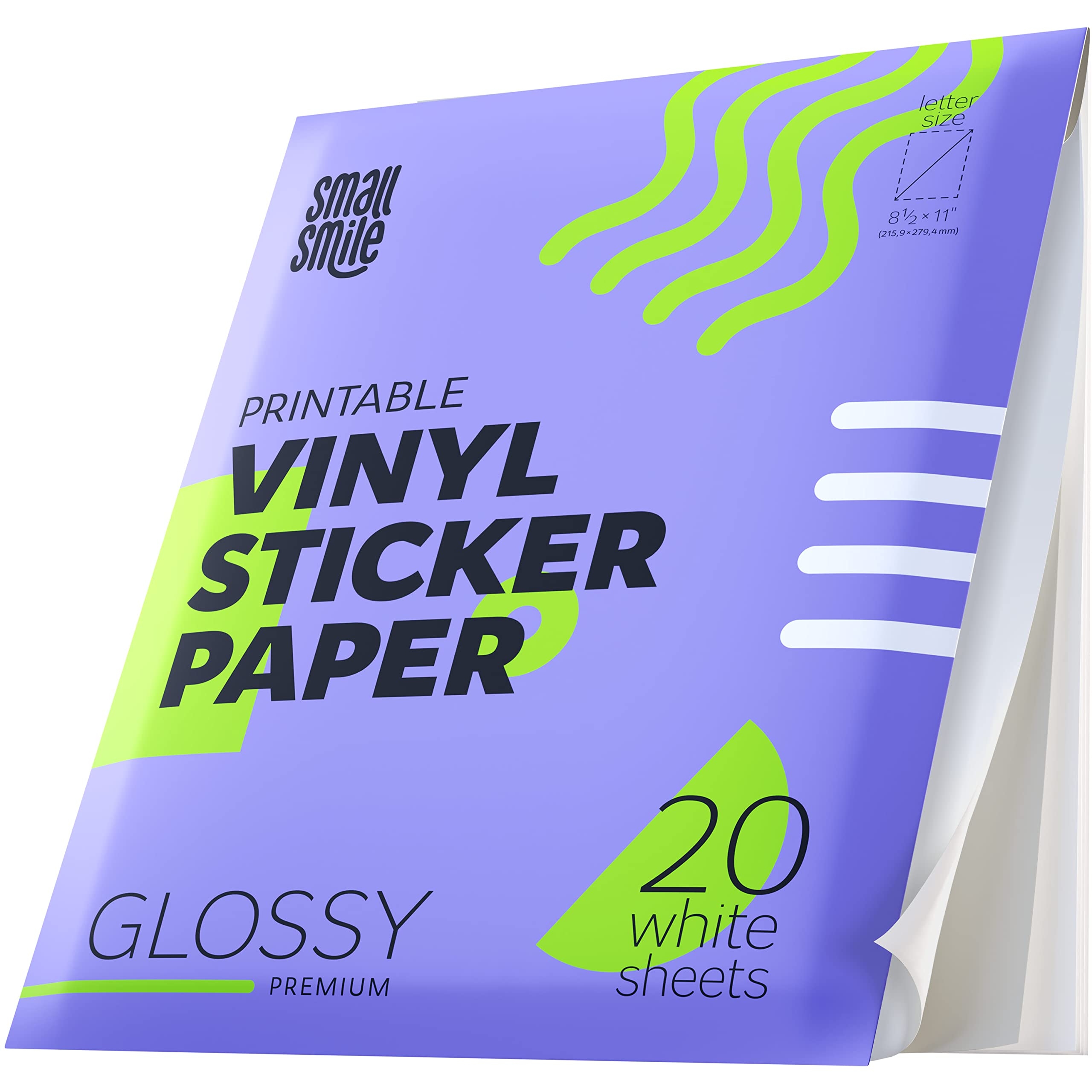 Amazon Premium Printable Vinyl Sticker Paper For Inkjet Printer And Laser 20 White Glossy Sticker Paper Waterproof Durability Adhesive Paper 8 5 X 11 Fast Dry Holds Ink Well Great