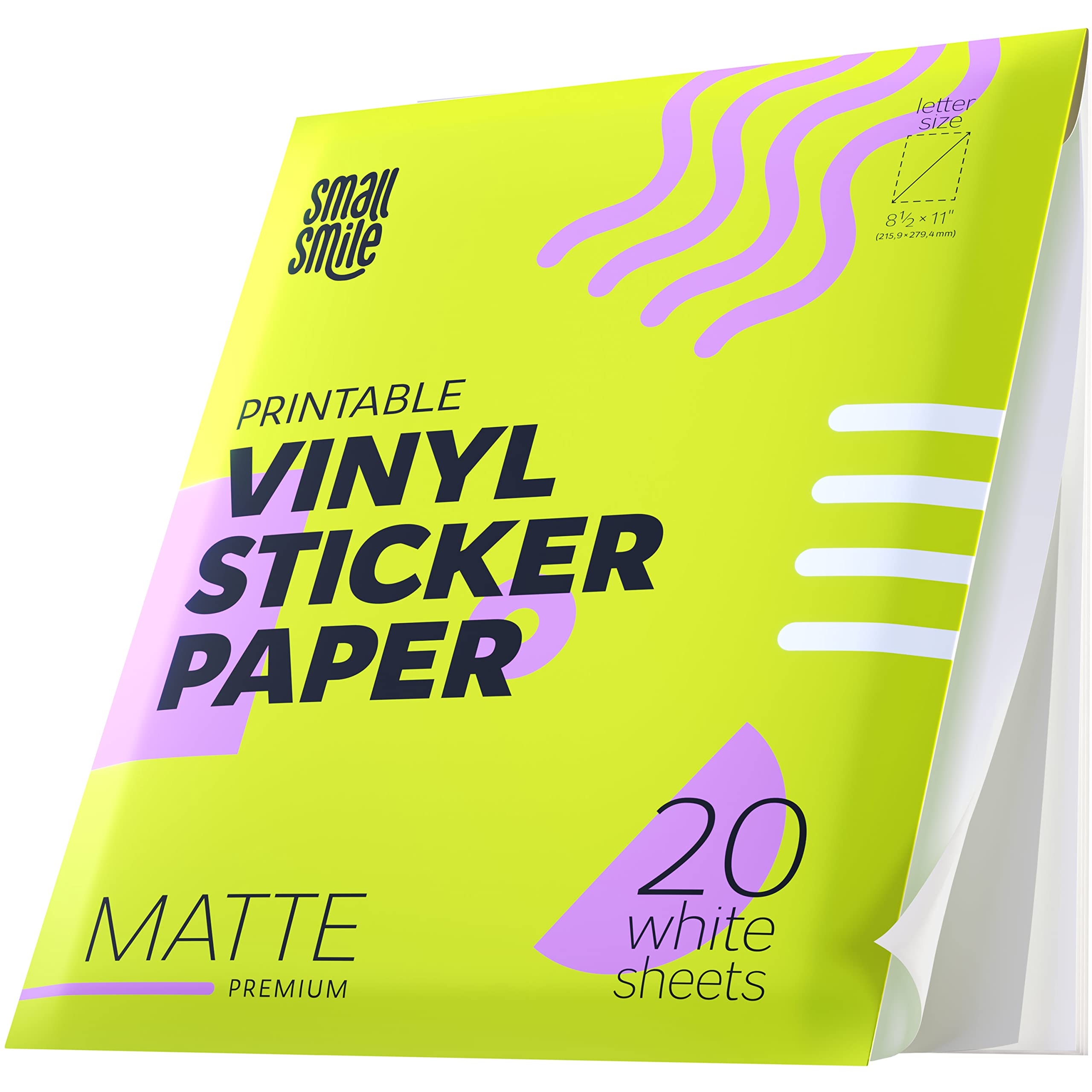 Amazon Premium Printable Vinyl Sticker Paper For Inkjet Printer And Laser 20 White Matte Sticker Paper Waterproof Durability Adhesive Paper 8 5 X 11 Fast Dry Holds Ink Well Great