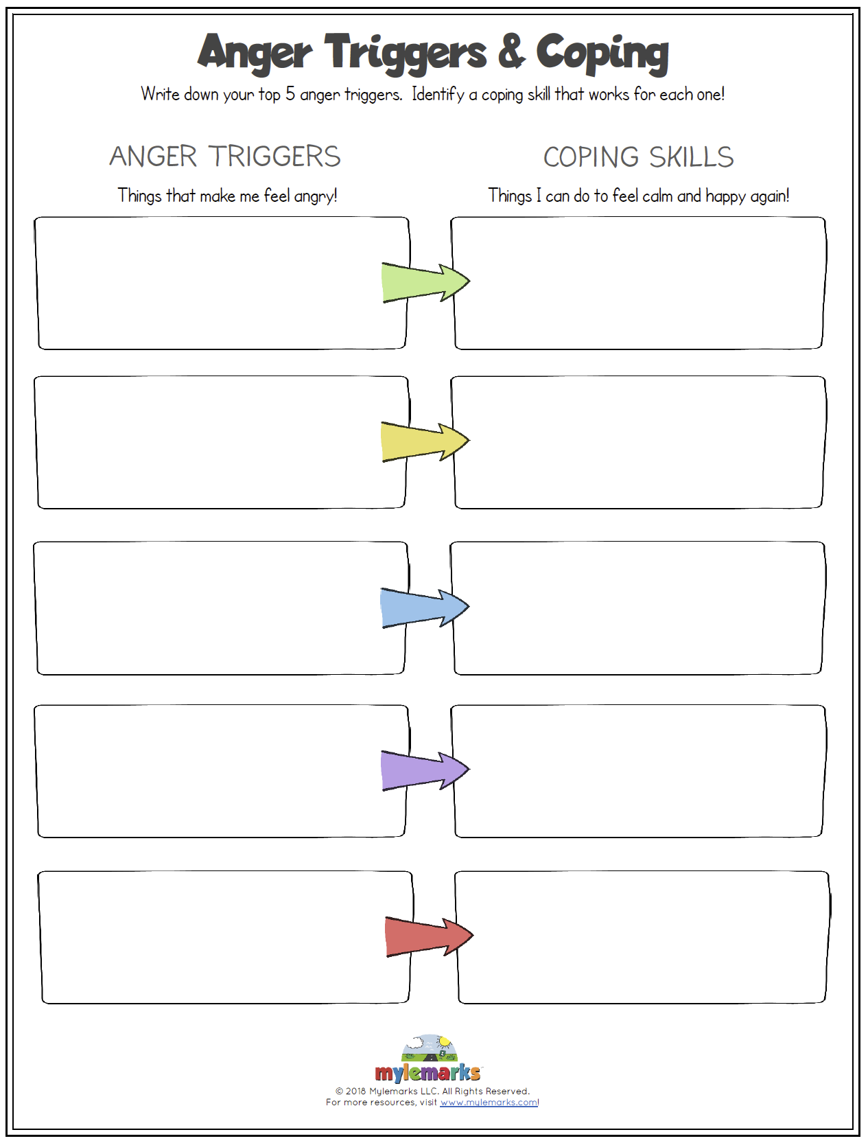 free printable identifying triggers worksheets