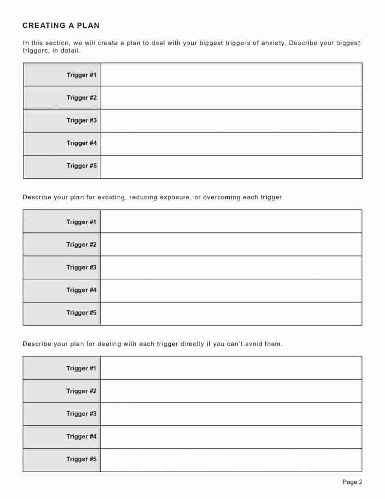 Anxiety Triggers Worksheet Editable Fillable Printable PDF TherapyPatron