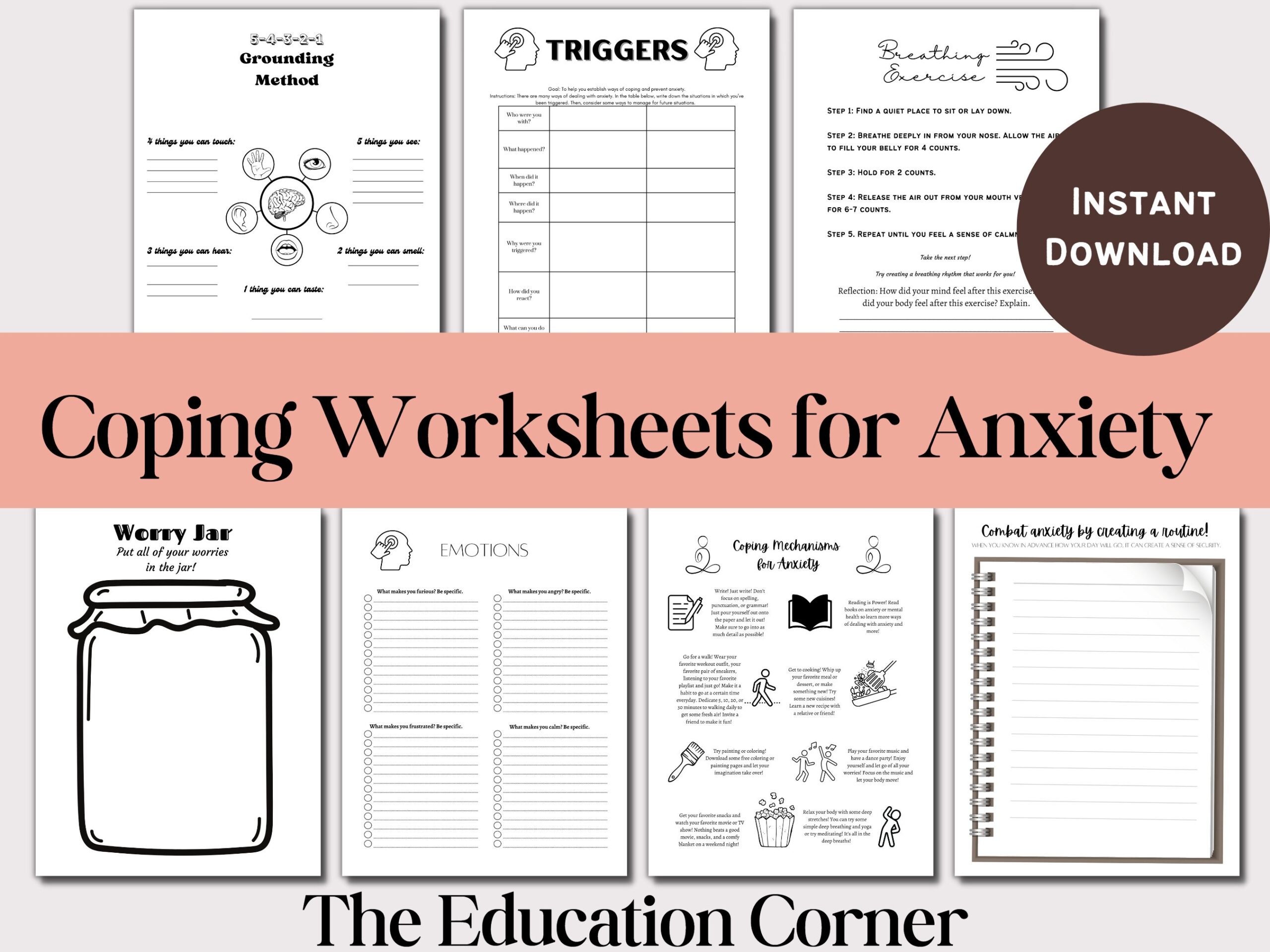 free printable anxiety worksheets for adults