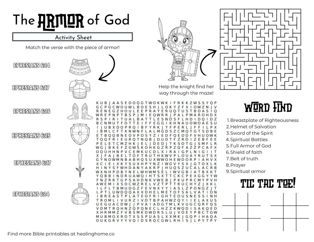free printable armor of god worksheets