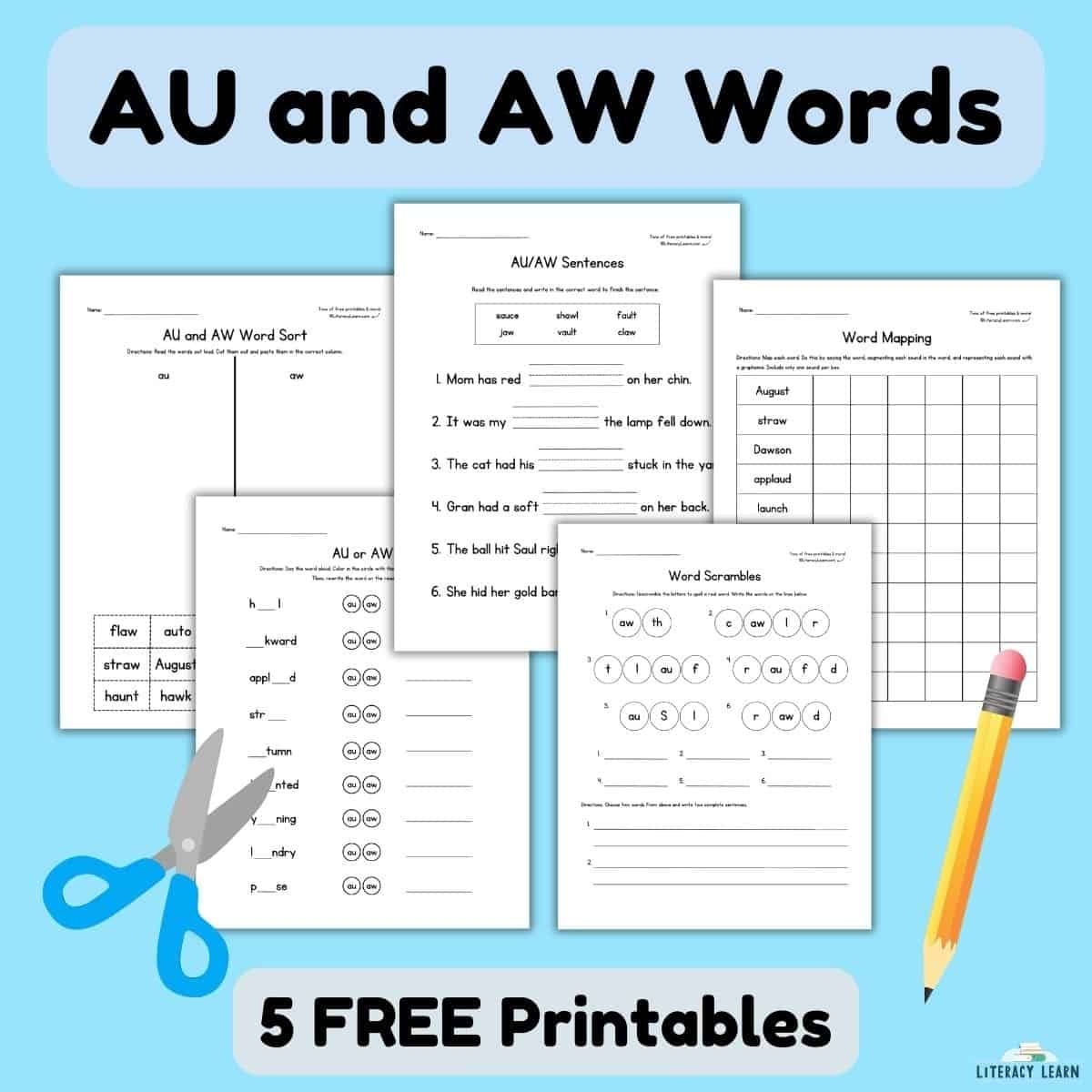 AU And AW Words Teaching Tips 5 Free Worksheets Literacy Learn AU And AW Words Teaching Tips 5 Free Worksheets Literacy Learn