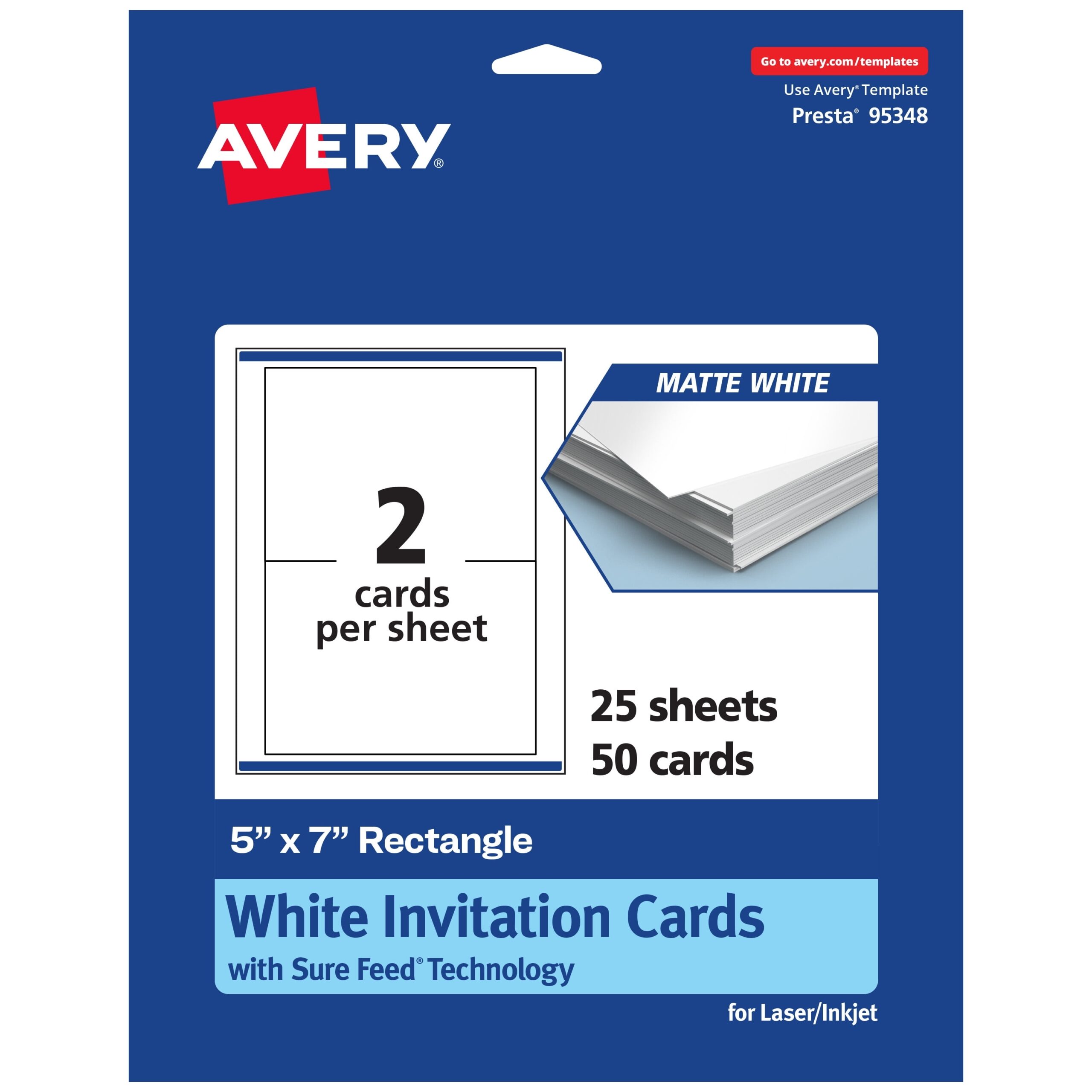 Avery Printable Rectangle Cards 5 X 7 Matte White 50ct Walmart