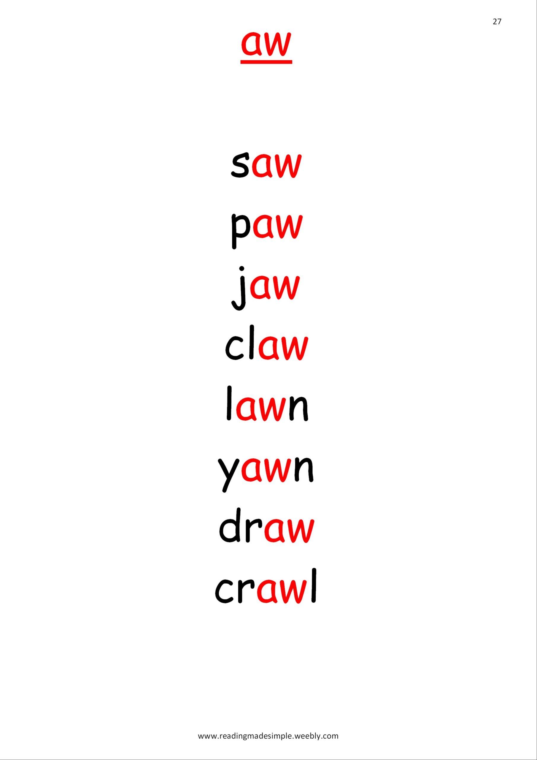 Aw Phonics Worksheets SOUND IT OUT PHONICS Aw Phonics Worksheets SOUND IT OUT PHONICS