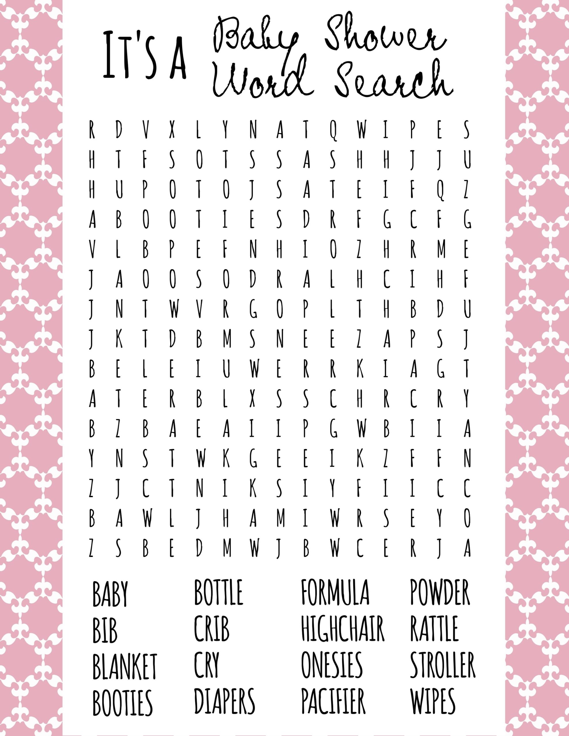 Baby Shower Word Search Printable Sales
