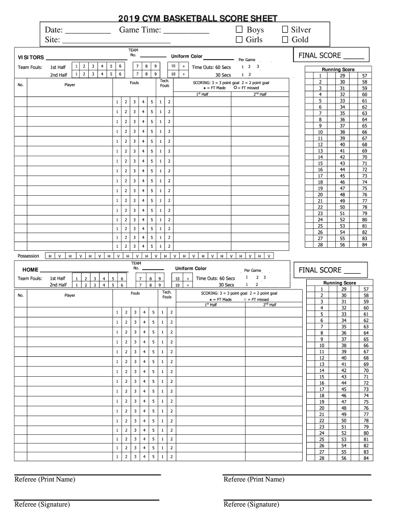 Basketball Score Sheet Printable Fill Out Sign Online DocHub