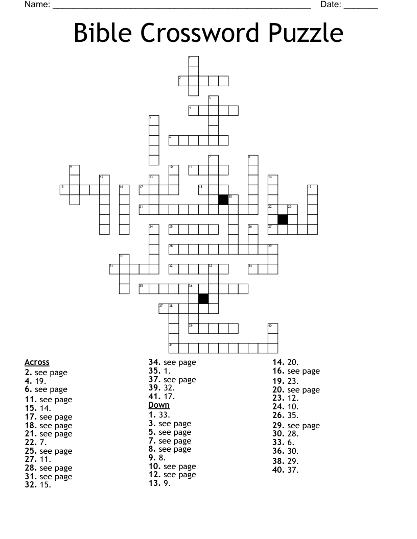 bible crossword puzzles printable