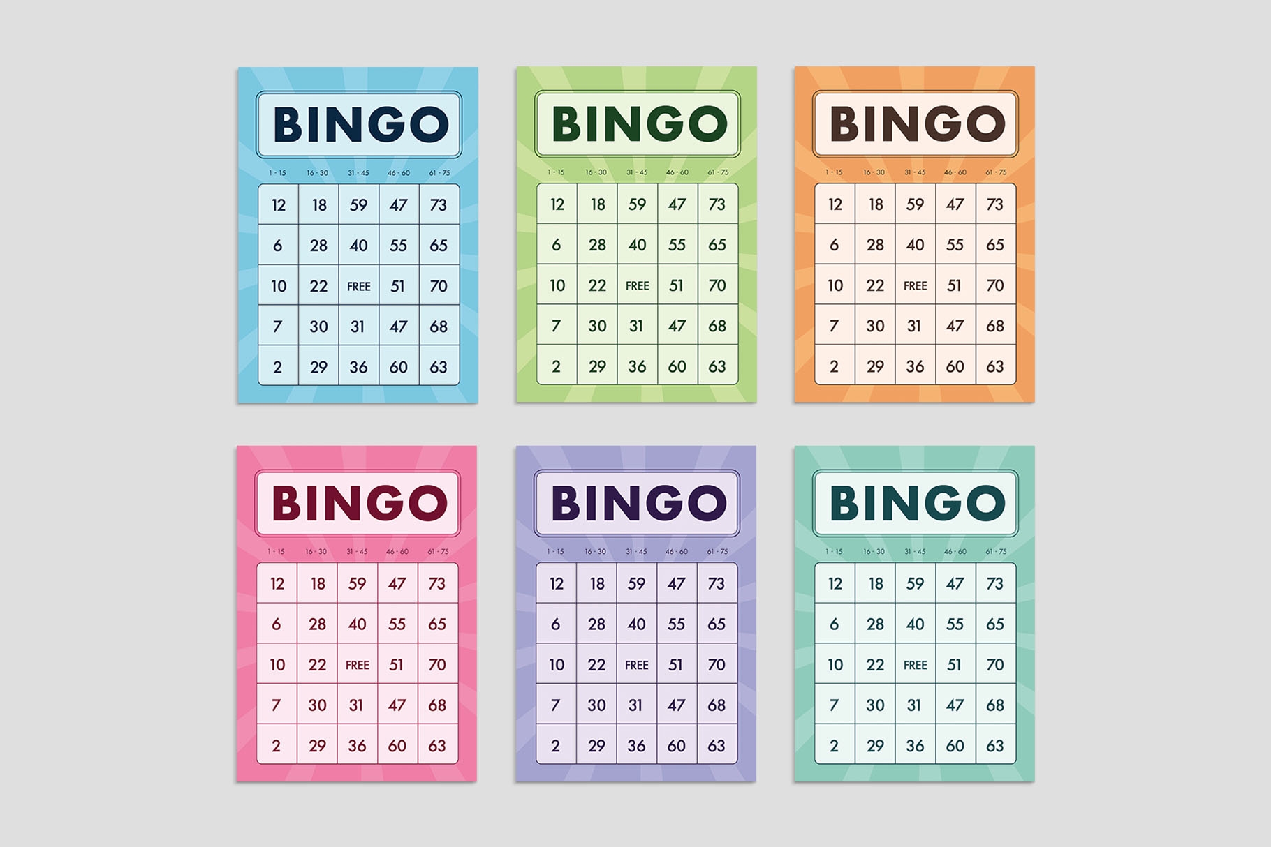 printable bingo card template